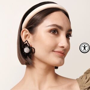 Lele Sadoughi LATTE VELVET GIGI Slim HEADBAND Ivory White Cream